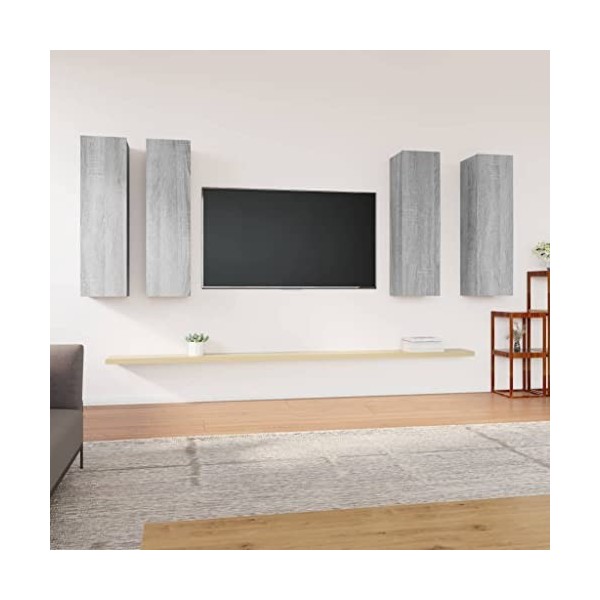 Camerina Meubles TV 4 pcs Sonoma Gris 30,5x30x110 cm Bois dingénierie,Meuble TV,Table Basse Salon Meuble TV,Table Basse LED 