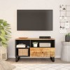 RAUGAJ Centres de divertissement et meubles TV - Meuble TV 80 x 33 x 46 cm en bois massif de manguier et bois dingénierie