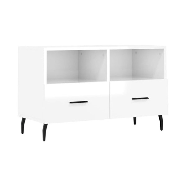 RAUGAJ Centres de divertissement et meuble TV - Meuble TV blanc brillant - 80 x 36 x 50 cm - Bois dingénierie