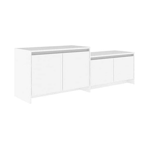 Meuble TV Blanc 146,5x35x50 cm Aggloméré - Meuble télé, Meuble TV Industriel, Meuble Chambre, Convient pour Salon ou Chambre