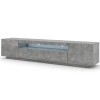 Lowboard Aura Armoire TV, 200&nbsp;cm, à suspendre ou à poser, basse, buffet, meuble HiFi, table, béton avec LED 