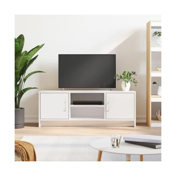 Meuble TV Blanc Brillant 102x30x37,5 cm Bois dingénierie - Meuble Chambre, Support Télé pour Salon Salle à Manger Chambre, S