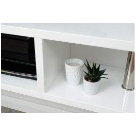 GFW Polaire Meuble TV Mural Brillant Flottant pour télévision et médias, Bois dingénierie, Blanc, 35 x 150 x 32 cm