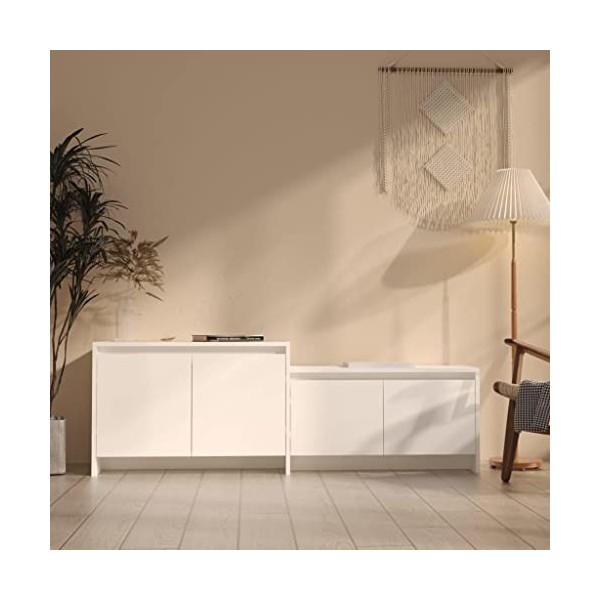 WREWING Meuble TV,Bas Table TV Support de Télévision en Bois pour Salon Chambre Salle à Manger,Support pour Téléviseur Jusqu’