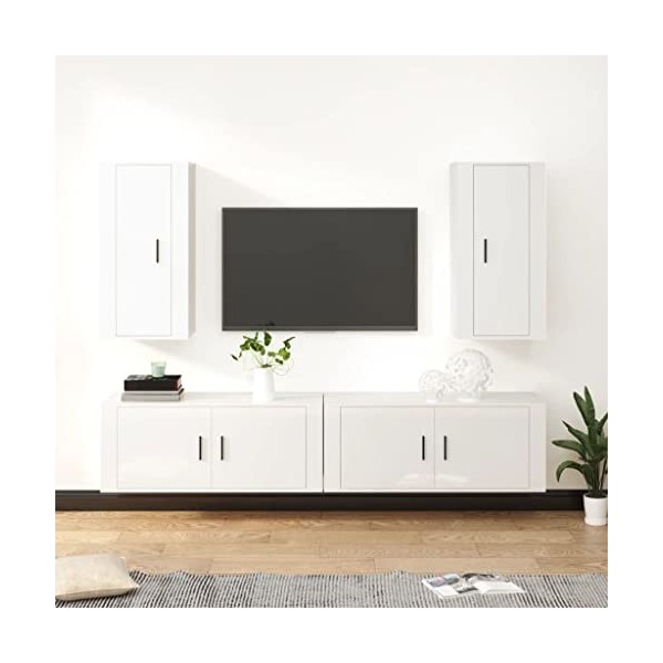 WREWING Meuble TV,Bas Table TV Support de Télévision en Bois pour Salon Chambre Salle à Manger,Support pour Téléviseur Jusqu’