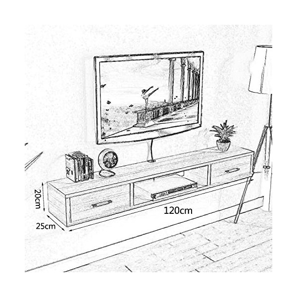 MABIBI YJ Meuble TV flottant, meuble TV mural, étagère flottante, meuble de centre de divertissement multimédia pour salon, c