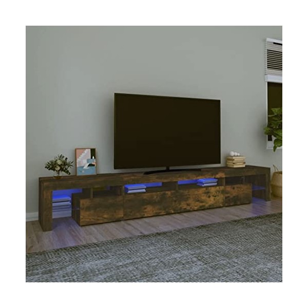Canditree Meuble TV avec LED Banc TV avec 4 Compartiments et étagères de Rangement 260 cm Chêne fumé 