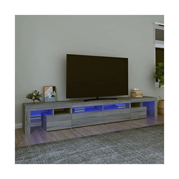 Canditree Meuble TV avec LED Banc TV avec 4 Compartiments et étagères de Rangement 260 cm Chêne fumé 