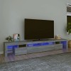 Canditree Meuble TV avec LED Banc TV avec 4 Compartiments et étagères de Rangement 260 cm Chêne fumé 