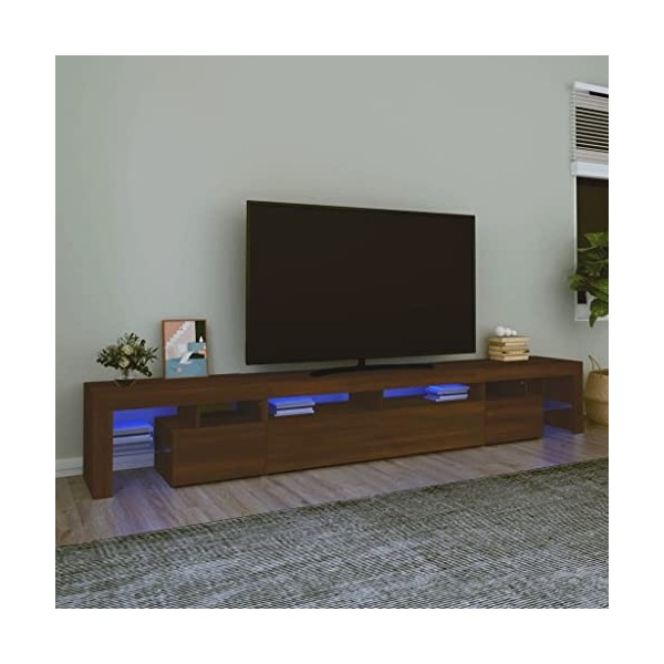 Canditree Meuble TV avec LED Banc TV avec 4 Compartiments et étagères de Rangement 260 cm Chêne fumé 