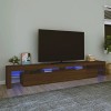 Canditree Meuble TV avec LED Banc TV avec 4 Compartiments et étagères de Rangement 260 cm Chêne fumé 