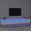 Meuble TV, Banc TV Support de Télévision Table TV Bas Armoire Basse Meuble TV avec lumières LED Blanc Brillant 270x35x40 cm
