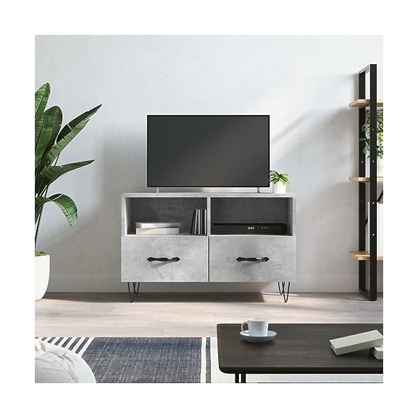 vidaXL Meuble TV Gris béton 80x36x50 cm Bois dingénierie