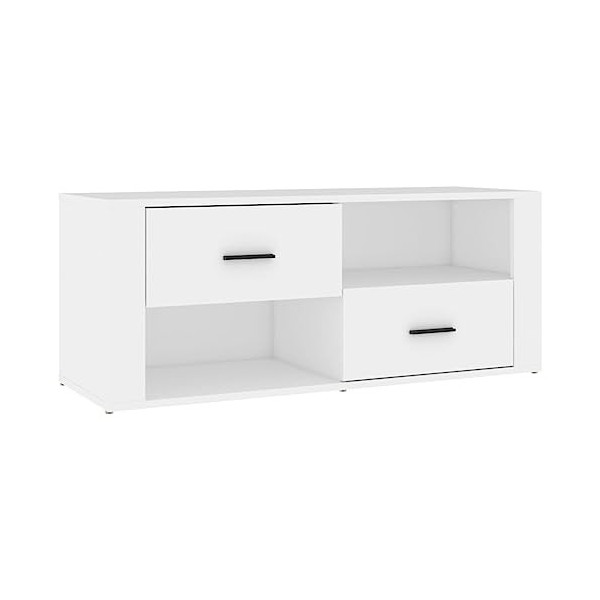 Meuble TV blanc 100 x 35 x 40 cm en bois dingénierie