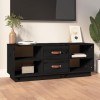 MATTUI Home Hardware Businese Meuble TV en pin massif Noir 100 x 34 x 40 cm