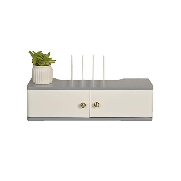 SORVA Meuble TV, Lowboard TV, Étagères flottantes, Étagères pour décodeur TV, Boîte de Rangement pour routeur Tenture Murale/