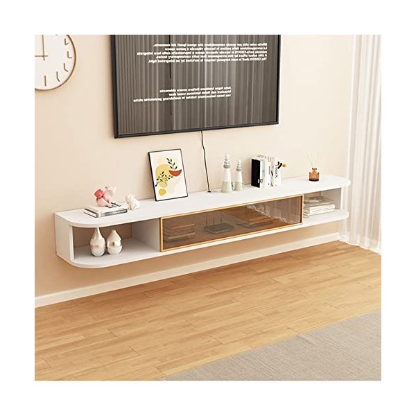 KOWJIFH Étagère Flottante Étagère Murale Meuble TV Mural Support TV Console multimédia TV Routeur Décodeur Sky Box CD DVD Lec