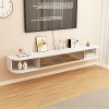 KOWJIFH Étagère Flottante Étagère Murale Meuble TV Mural Support TV Console multimédia TV Routeur Décodeur Sky Box CD DVD Lec