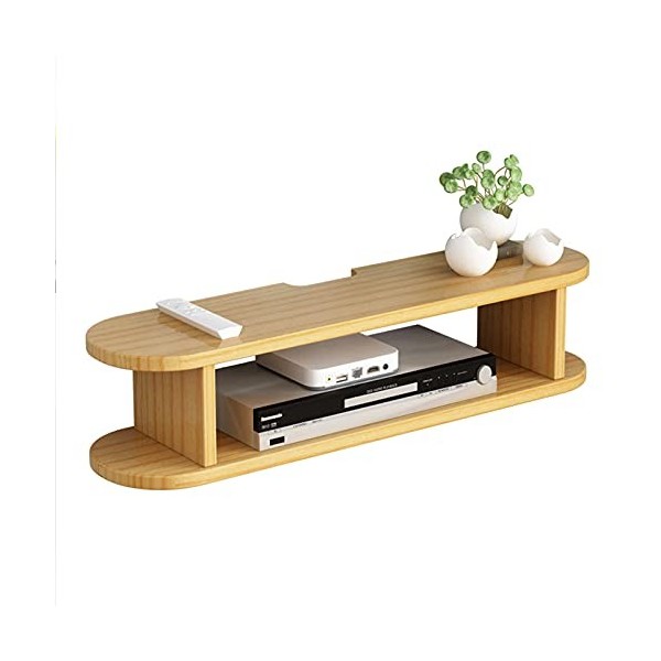 SORVA Support de boîtier décodeur en Bois Massif, étagère de composant de Meuble TV Flottant, Console de Meuble TV Murale pou