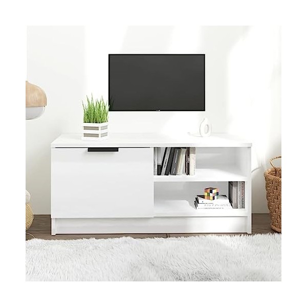 VEEKI Meuble TV, Meuble TV Suspendu, Meuble TV Industriel, Meuble TV Bois, Meuble Chambre, Convient pour Salon ou Chambre, Bl