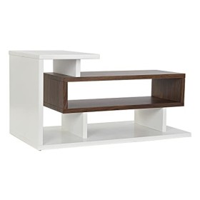 Meuble TV en bois MDF marron et blanc avec 1 étagère - Largeur 110 x Hauteur 58 x Profondeur 60cm -PEGANE-