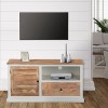 WOMO-DESIGN Meuble TV Kalkutta en Bois Massif de Manguier Laqué - 110x35x57 cm - Naturel/Blanc - Style Campagnard - Buffet Vi