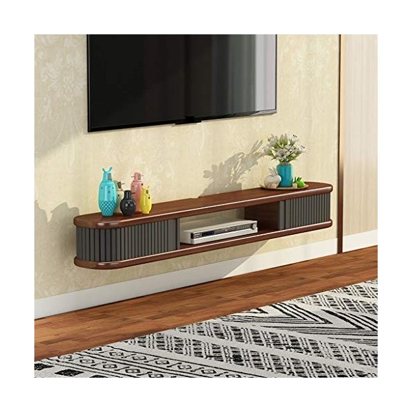Support TV Flottant Console de télévision Murale Console multimédia avec étagère de Rangement Ouverte Console Murale/Audio Co