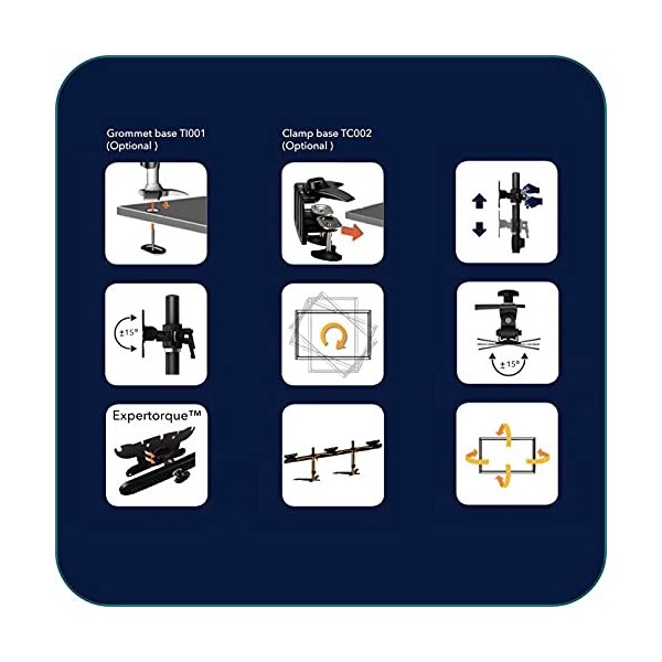 Aavara DS610 Pied Hexa pour écran Plat TV 48 kg 61 cm 24" 81,3 cm 32" 100 x 100 mm 200 x 100 mm