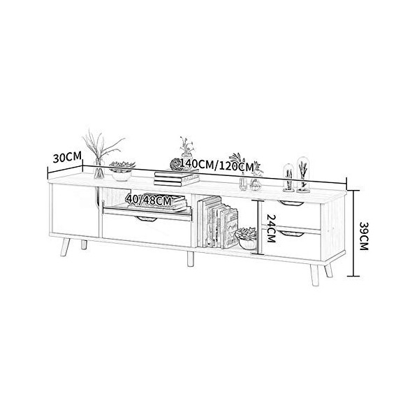 ZY-XSP Meuble TV sur pied, étagère de rangement pour salon chambre à coucher, une porte et trois armoires, avec tiroirs/B / 1