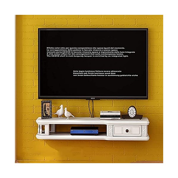 EsEntL Meuble TV, Meuble Bas TV, étagères flottantes, étagère Flottante pour Meuble TV, Marron/Blanc/Marron, Console multiméd