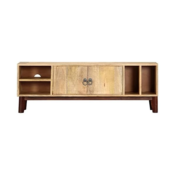 Keyur Meuble TV, Banc TV Buffet Bas Support de Télévision Meuble Télé Meuble TV 130x30x46 cm Bois Massif de manguier Brut