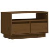 Meuble TV Marron Miel 60x35x37 cm Bois de pin Massif - Lowboard pour Téléviseur I Commode TV I TV Lowboard Debout