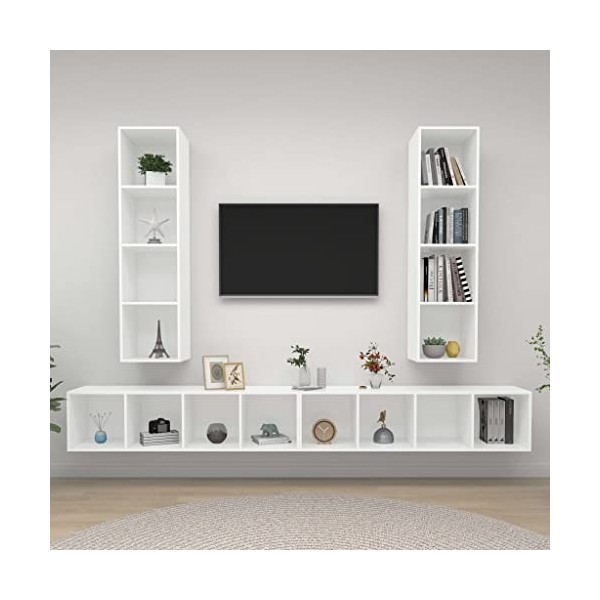 Meuble TV,Étagère TV Flottante, Support de Télévision Flottant Fixé au Mur Centre de Console Multimédia de Divertissement Gra