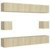 Ensemble de Meubles TV 6 pcs Chêne Sonoma Aggloméré - Table TV Support de Télévision en Bois pour Salon Chambre Salle à Mange