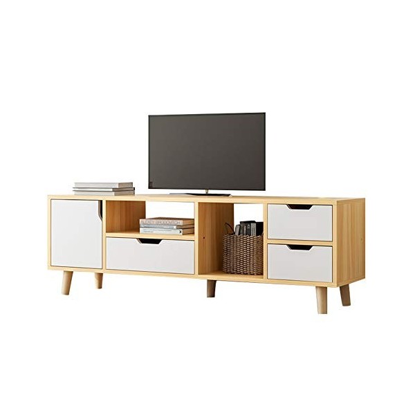 ZY-XSP Meuble TV sur pied, étagère de rangement pour salon chambre à coucher, une porte et trois armoires, avec tiroirs/A / 1
