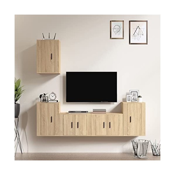 VEEKI Meuble TV, Meuble TV Suspendu, Meuble TV Industriel, Meuble TV Bois, Meuble Chambre, Convient pour Salon ou Chambre, En