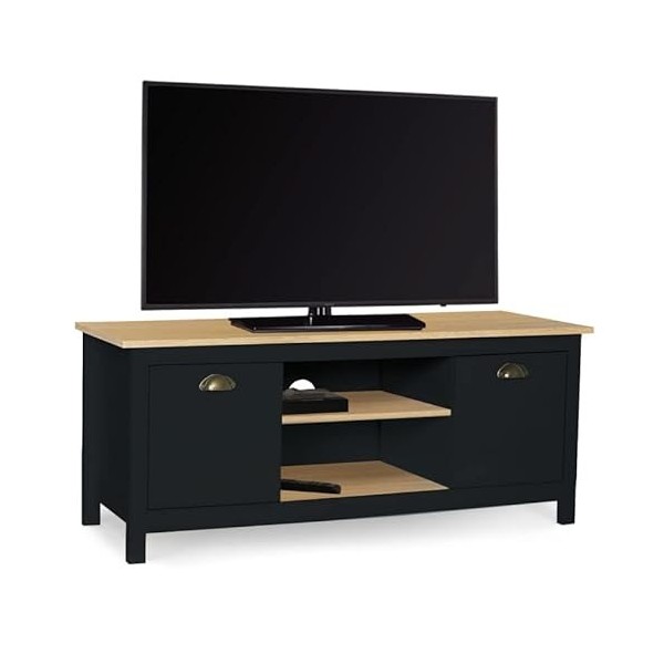 IDMarket - Meuble TV ISIS Bois et Noir 113 cm