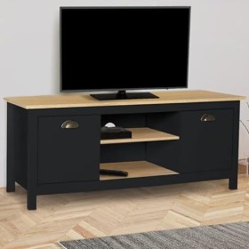 IDMarket - Meuble TV ISIS Bois et Noir 113 cm