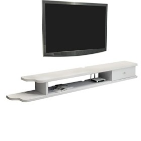 Meuble TV Mural Meuble TV Mural, Console Centrale de Divertissement TV Flottante Moderne pour Décodeur Câble/Xbox One, 35.4/4