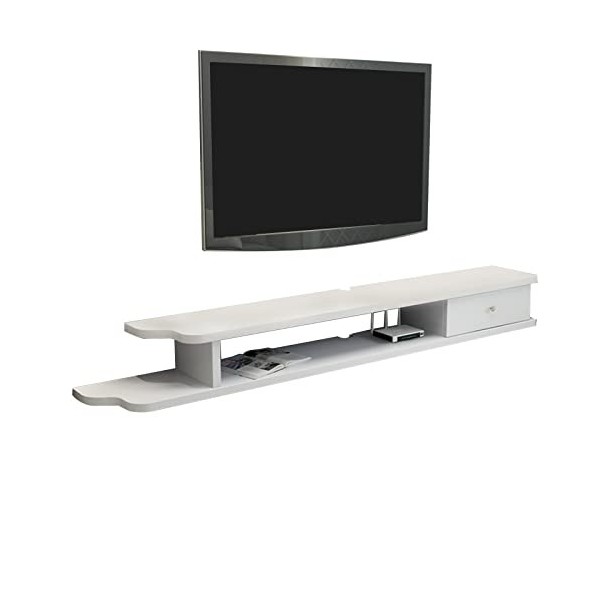 Meuble TV Mural Meuble TV Mural, Console Centrale de Divertissement TV Flottante Moderne pour Décodeur Câble/Xbox One, 35.4/4