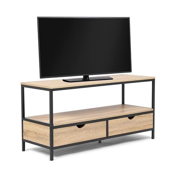 IDMarket - Meuble TV Detroit 2 tiroirs Design Industriel 113 cm