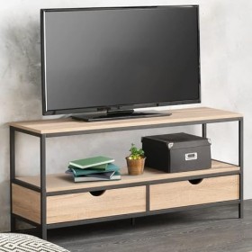 IDMarket - Meuble TV Detroit 2 tiroirs Design Industriel 113 cm