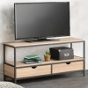 IDMarket - Meuble TV Detroit 2 tiroirs Design Industriel 113 cm