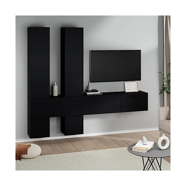 Générique Meuble TV Mural Noir Bois dingénierie,73.5 KG,3114567, Meubles, Meubles TV