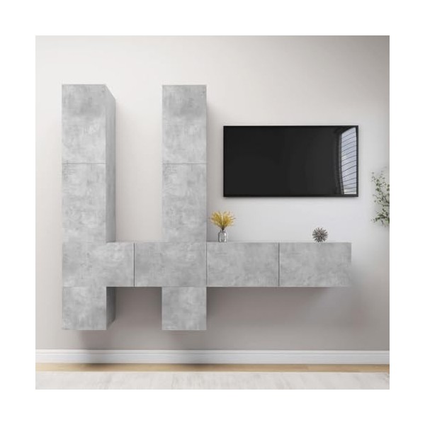 Générique Meuble TV Mural Gris béton Bois dingénierie,73.5 KG,3114569, Meubles, Meubles TV