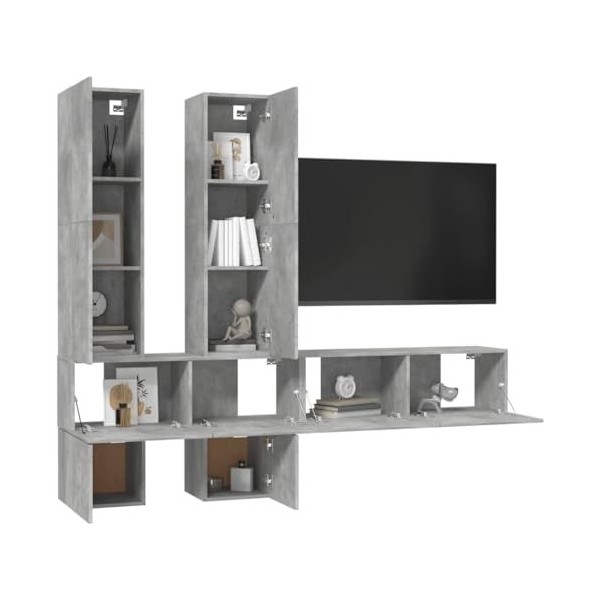 Générique Meuble TV Mural Gris béton Bois dingénierie,73.5 KG,3114569, Meubles, Meubles TV