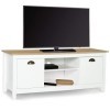 IDMarket - Meuble TV Vintage ISIS Bois et Blanc 113 cm