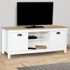 IDMarket - Meuble TV Vintage ISIS Bois et Blanc 113 cm