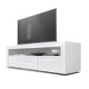 Vladon Buffet Bas Valencia, Meuble TV avec 1 Compartiment Ouvert et 2 clapets, Blanc/Blanc Haute Brillance Harmony Structure 