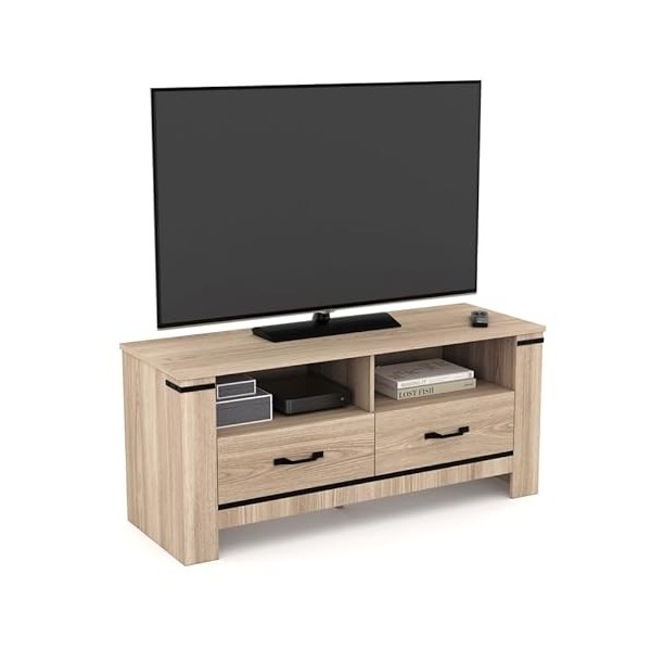 IDMarket - Meuble TV Idaho 2 tiroirs Design Contemporain 113 cm
